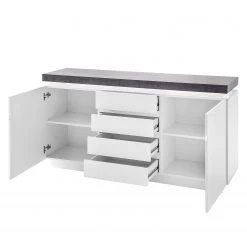 Fredriks Enfilade Namona I - Éclairage inclus - Blanc / Imitation béton -Meubles de salle à manger Soldes Magasin sideboard namona i inkl beleuchtung weiss anthrazit weiss anthrazit 3666817