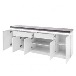 Fredriks Enfilade Namona III - Éclairage inclus - Imitation béton / Blanc -Meubles de salle à manger Soldes Magasin sideboard namona iii inkl beleuchtung weiss anthrazit weiss anthrazit 3666853