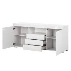 Fredriks Buffet Roomconcept (avec éclairage LED) - Blanc brillant -Meubles de salle à manger Soldes Magasin sideboard roomconcept inkl led beleuchtung hochglanz weiss 4799908