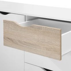 Mørteens Buffet Sunndal - Partiellement en caoutchouc massif - Blanc / Chêne clair -Meubles de salle à manger Soldes Magasin sideboard sunndal gummibaum teilmassiv weiss eiche dekor 4753660
