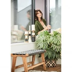 Eva Padberg Collection Banquette Bourbourg - Noir / Teck 11 Eva Padberg Collection Banquette Bourbourg - Noir / Teck -Meubles de salle à manger Soldes Magasin sitzbank cryon echtleder teak massiv schwarz braun 4702852