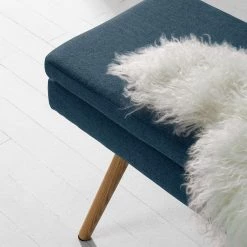 Mørteens Banquette Nicholas - Bleu jean -Meubles de salle à manger Soldes Magasin sitzbank nicholas webstoff eiche massiv jeansblau 5125568