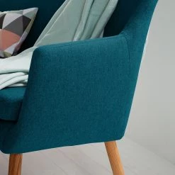 Mørteens Banquette Nicholas II - Bleu pétrole -Meubles de salle à manger Soldes Magasin sofabank nicholas ii webstoff eiche massiv petrol 4851556