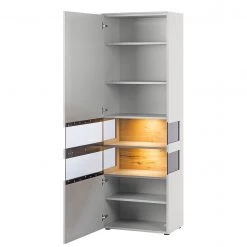 GWINNER Vitrine Anzio - Mat blanc / Chêne de poutre - Butoir à gauche - Avec éclairage -Meubles de salle à manger Soldes Magasin standvitrine anzio mit beleuchtung weiss balkeneiche tueranschlag links 4525680