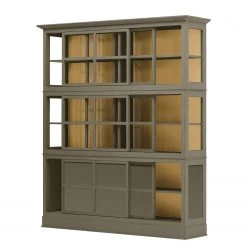 Maison Belfort Vitrine Azjana - Granite / Pin crème -Meubles de salle à manger Soldes Magasin vitrinenschrank azjana pinie teilmassiv granit pinie creme 3393281