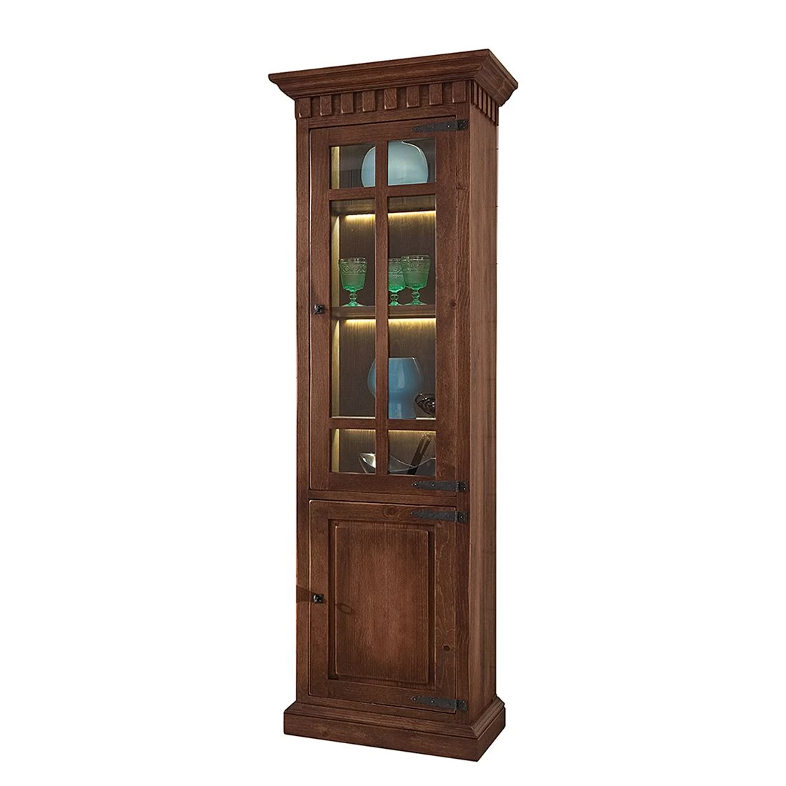 Ridgevalley Armoire vitrine Vicuna I - Pin massif - Marron - Sans éclairage 1 Ridgevalley Armoire vitrine Vicuna I - Pin massif - Marron - Sans éclairage