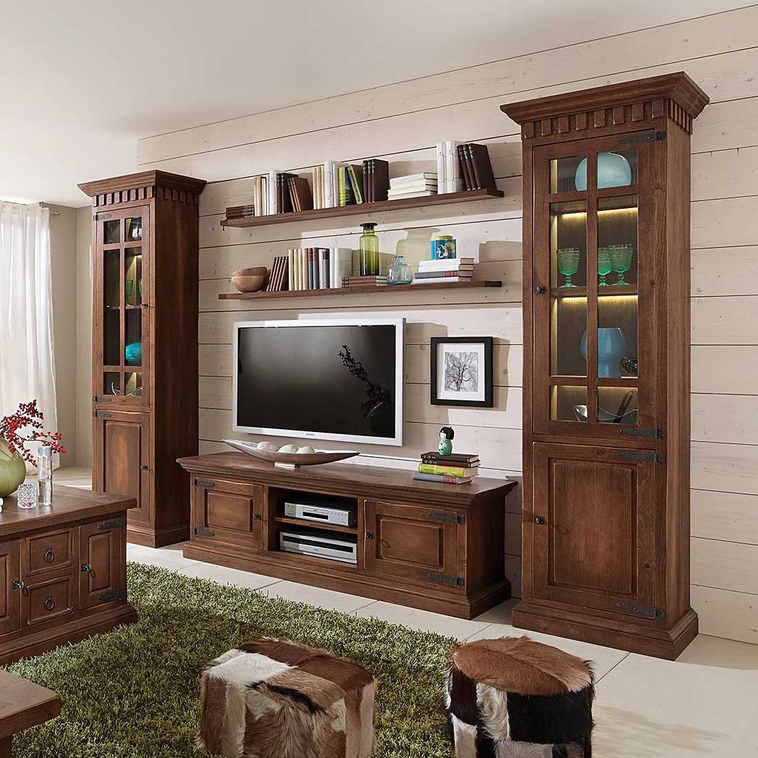 Ridgevalley Armoire vitrine Vicuna I - Pin massif - Marron - Sans éclairage 2 Ridgevalley Armoire vitrine Vicuna I - Pin massif - Marron - Sans éclairage – Image 2