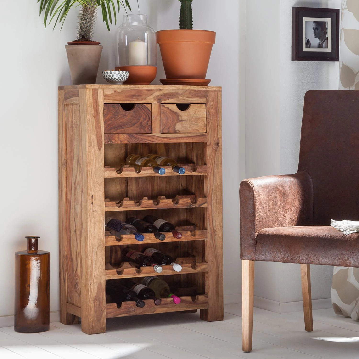 Wolf-Möbel Étagère à vin Yoga I - Sheesham massif 2 Wolf-Möbel Étagère à vin Yoga I - Sheesham massif – Image 2