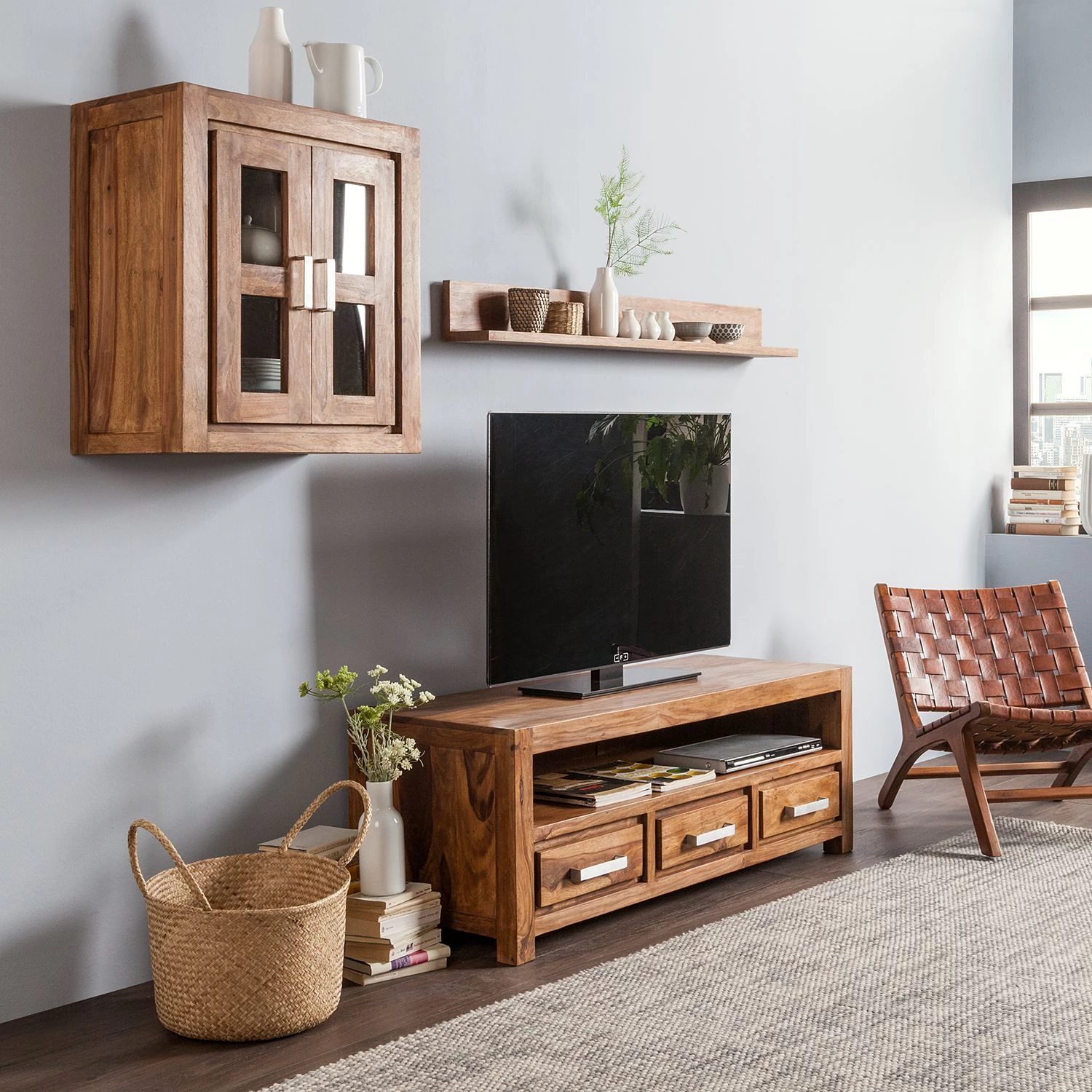 Ars Natura Étagère murale Ohio - Sheesham massif 2 Ars Natura Étagère murale Ohio - Sheesham massif – Image 2