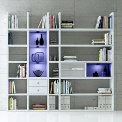 Loftscape Etagère XL Emporior IIl.B - Blanc - Avec éclairage -Meubles de salle à manger Soldes Magasin xl regalwand emporior iii b rgb led beleuchtung weiss 3397629