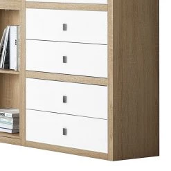 Loftscape Mur d'étagères XL IX.C - Blanc / Imitation chêne -Meubles de salle à manger Soldes Magasin xl regalwand ix c inkl beleuchtung weiss eiche dekor 1555734