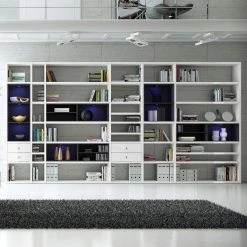 Loftscape Etagère XXL Emporior l.A - Blanc brillant / Noir - Avec éclairage -Meubles de salle à manger Soldes Magasin xxl regalwand emporior i a mit beleuchtung hochglanz weiss schwarz 2221818