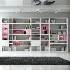 Loftscape Etagère XXL Emporior l.A - Blanc brillant / Blanc mat - Avec éclairage -Meubles de salle à manger Soldes Magasin xxl regalwand emporior i a rgb led beleuchtung hochglanz weiss matt weiss 3396461