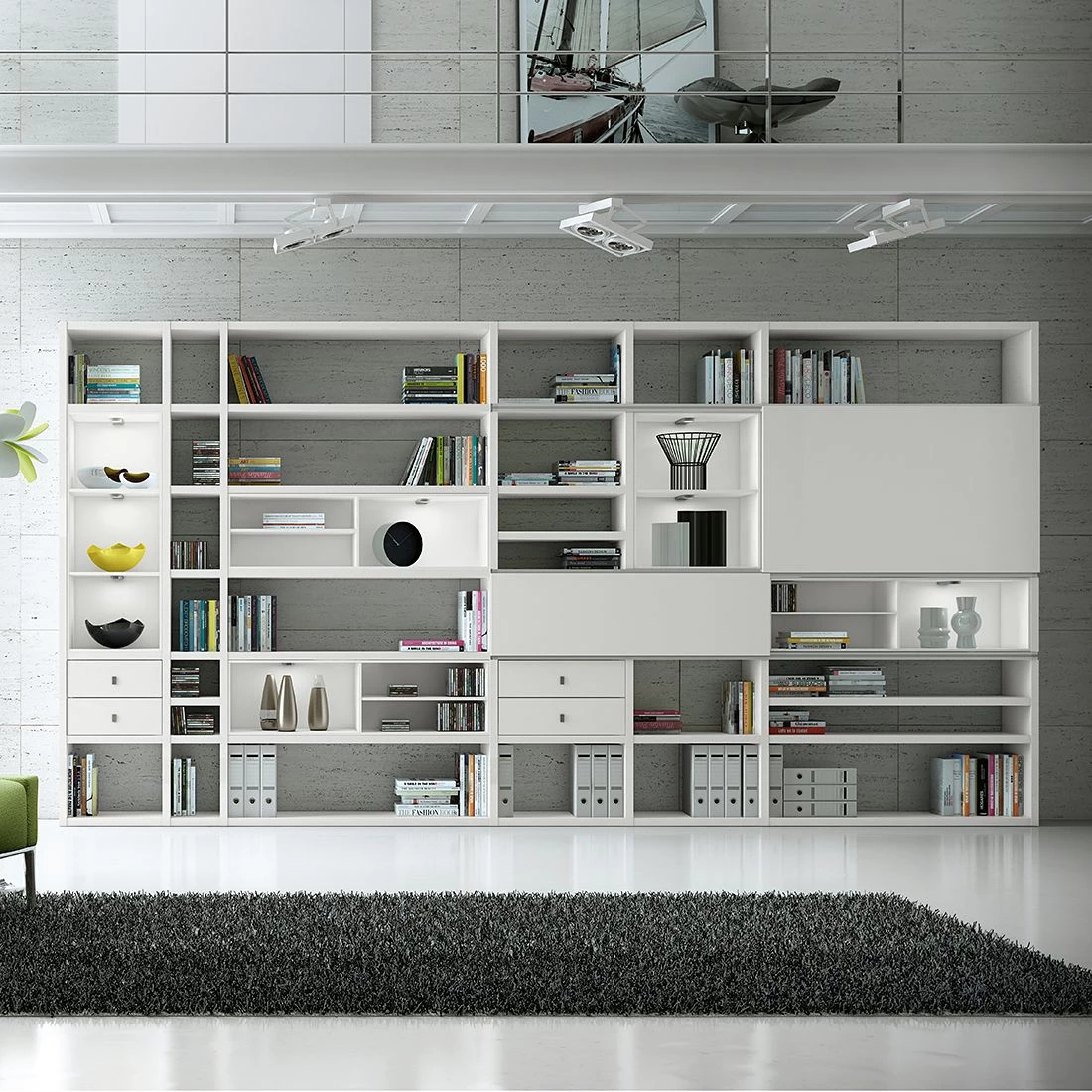 Loftscape Mur d'étagères XXL Emporior I.B - Avec éclairage 2 Loftscape Mur d'étagères XXL Emporior I.B - Avec éclairage – Image 2