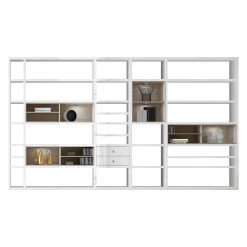 Loftscape Etagère XXL Emporior II - Blanc brillant / Imitation chêne de Sonoma - Avec éclairage