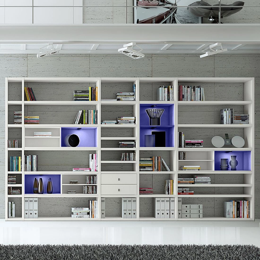 Loftscape Etagère XXL Emporior II - Blanc crème - Avec éclairage 3 Loftscape Etagère XXL Emporior II - Blanc crème - Avec éclairage – Image 3