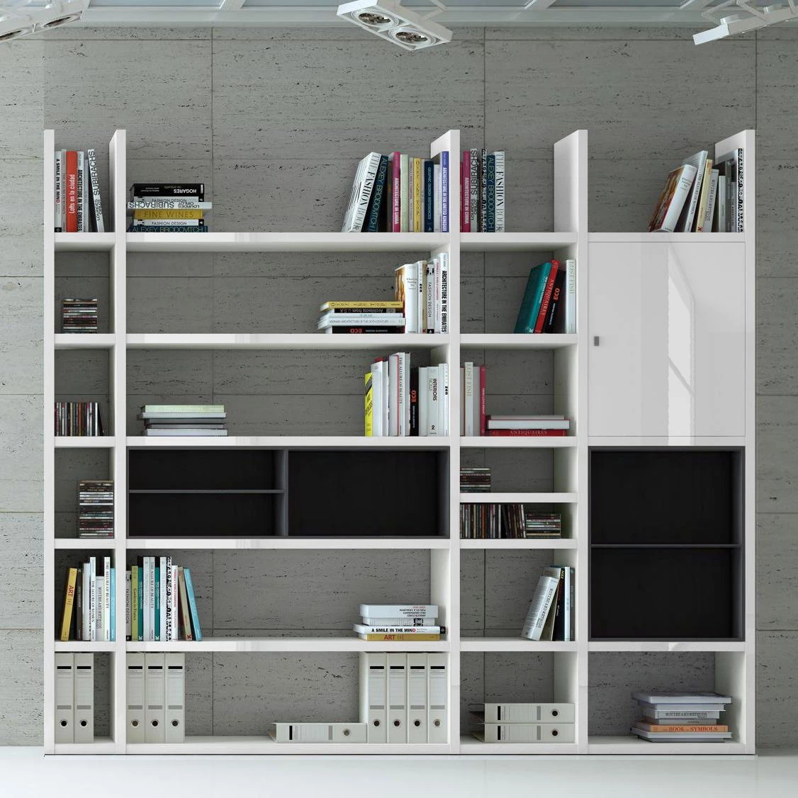 Loftscape Etagère XXL Emporior IV.B - Blanc brillant / Noir - Sans éclairage 2 Loftscape Etagère XXL Emporior IV.B - Blanc brillant / Noir - Sans éclairage – Image 2