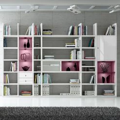 Loftscape Etagère XXL Emporior V.A - Blanc brillant / Blanc - Avec éclairage -Meubles de salle à manger Soldes Magasin xxl regalwand emporior v a rgb led beleuchtung hochglanz weiss weiss 3396857