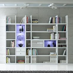 Loftscape Etagère XXL Emporior VII - Blanc - Avec éclairage -Meubles de salle à manger Soldes Magasin xxl regalwand emporior vii rgb led beleuchtung weiss 3397161