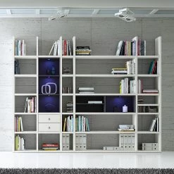 Loftscape Etagère XXL Emporior VII - Blanc / Noir - Avec éclairage -Meubles de salle à manger Soldes Magasin xxl regalwand emporior vii weiss schwarz 289445
